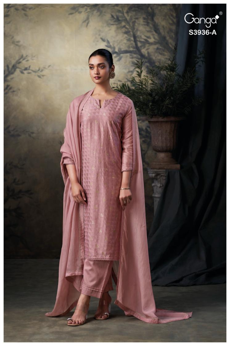 BUY GANGA SUITS GANGA MARIVA S3936 FABRIC DETAIL