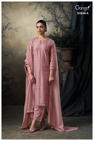 GANGA MARIVA S3936 PREMIUM PURE BEMBERG SILK SUIT