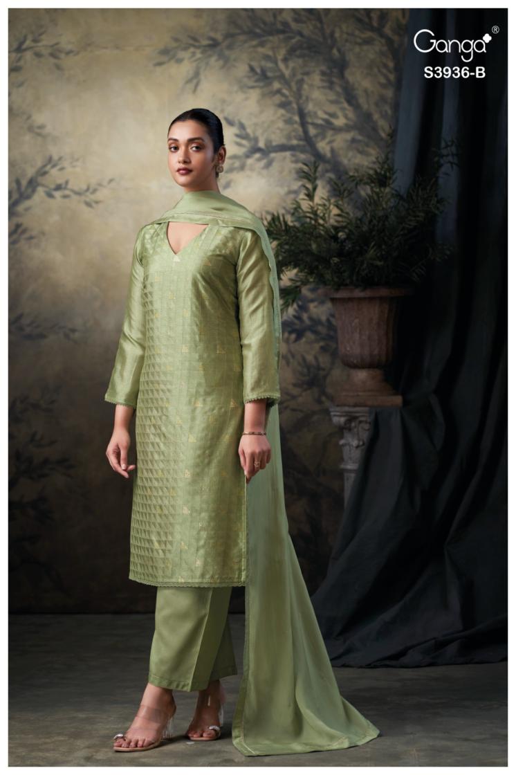 GANGA MARIVA S3936 PREMIUM PURE BEMBERG SILK SUIT