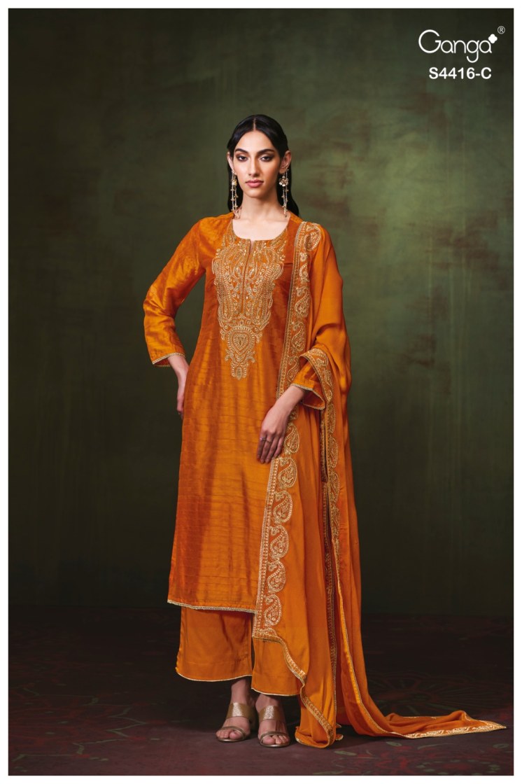 BUY GANGA SUITS ONLINE GANGA MIREZA S4416 DUPATTA DESIGN