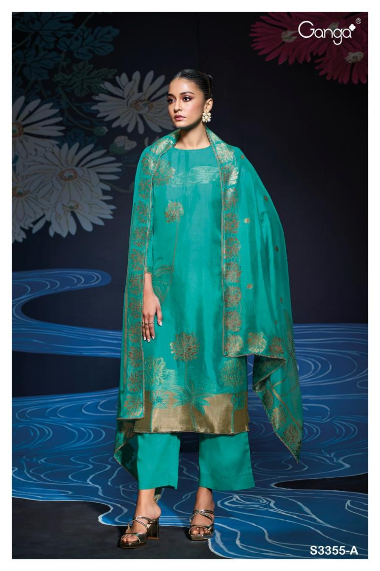 BUY GANGA UNSTITCHED SUITS ONLINE SHOPPING GANGA NADA S3355 FRONT VIEW