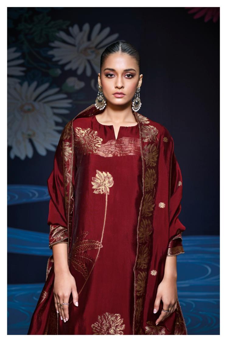 BUY GANGA UNSTITCHED SUITS ONLINE SHOPPING GANGA NADA S3355 CLOSEUP IMAGE