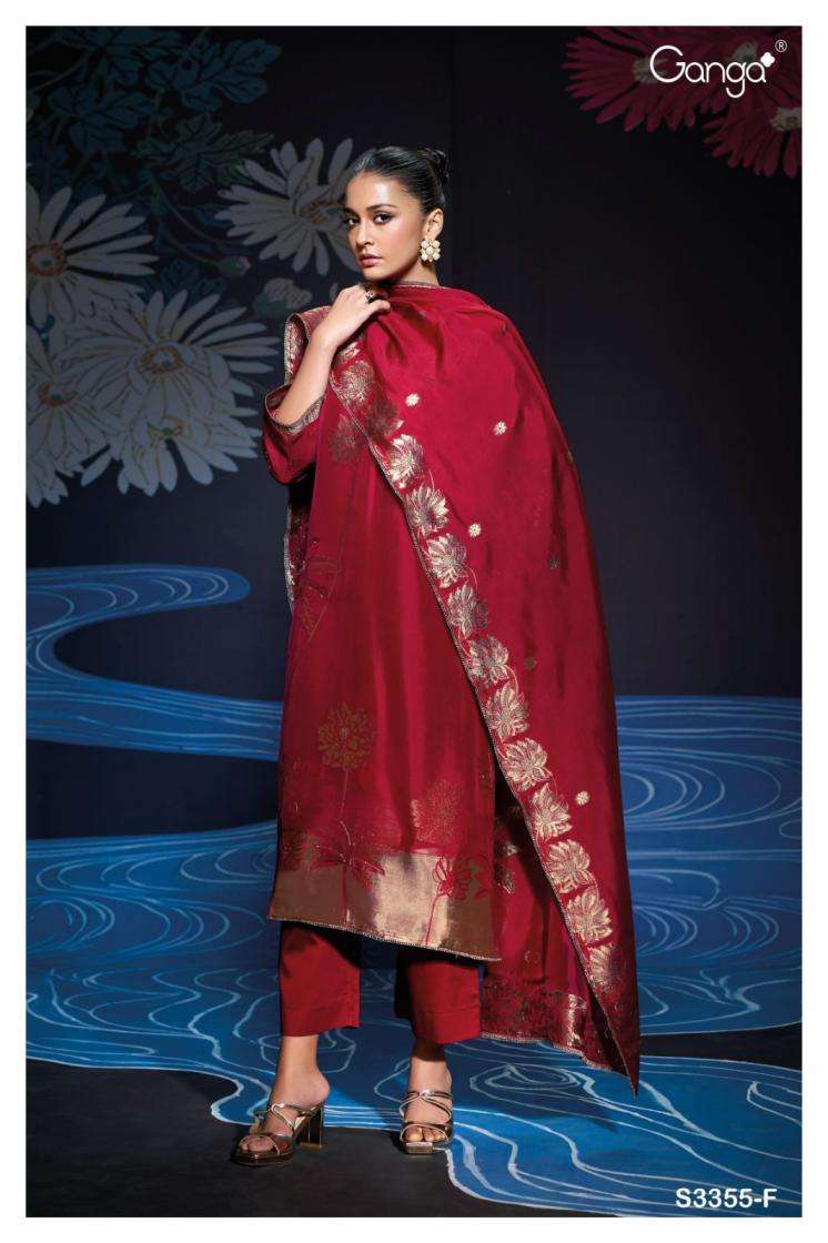 BUY GANGA UNSTITCHED SUITS ONLINE SHOPPING GANGA NADA S3355 TOP DESIGN