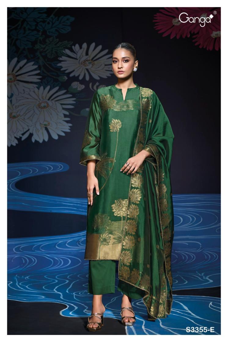 BUY GANGA UNSTITCHED SUITS ONLINE SHOPPING GANGA NADA S3355 FABRIC DETAIL