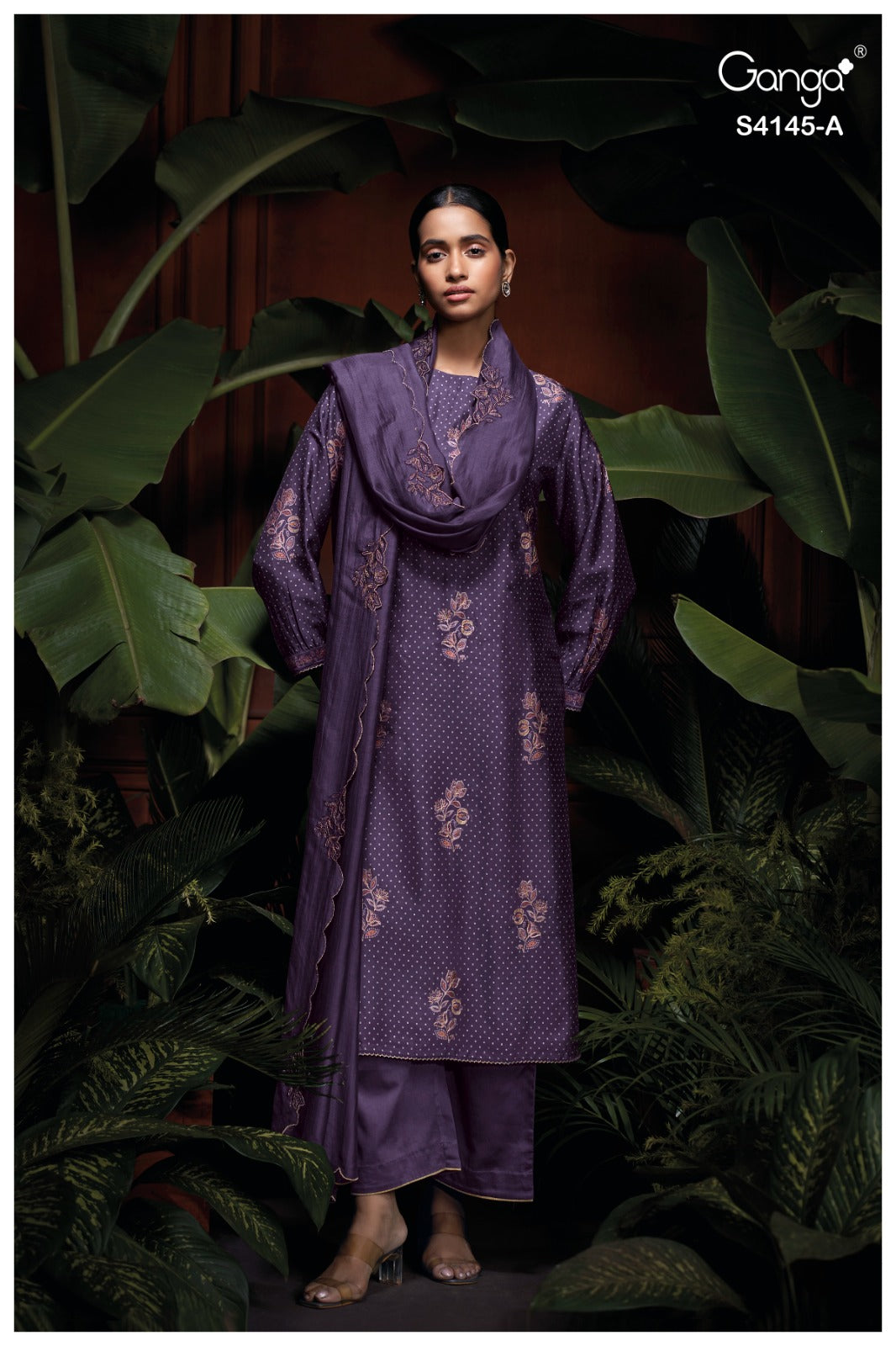 GANGA NARIAH S4145 PREMIUM PURE BEMBERG SILK SUIT
