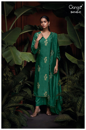 GANGA NARIAH S4145 PREMIUM PURE BEMBERG SILK SUIT