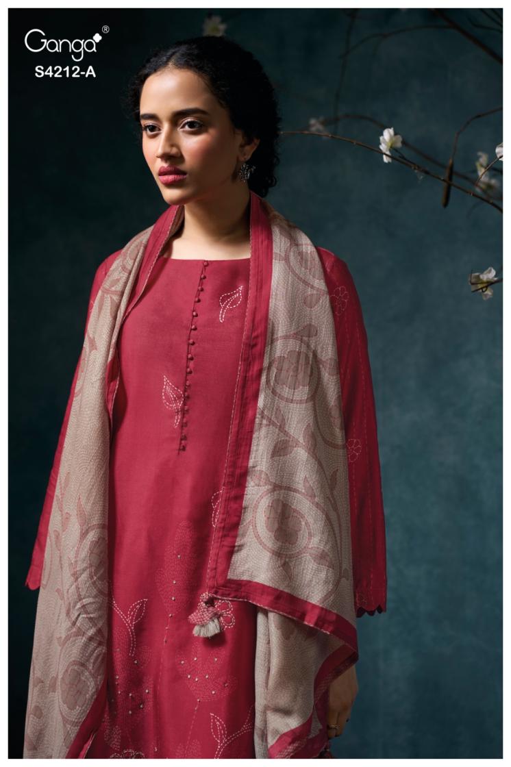 BUY GANGA SUITS ONLINE GANGA NAYRA S4212 FABRIC DETAIL