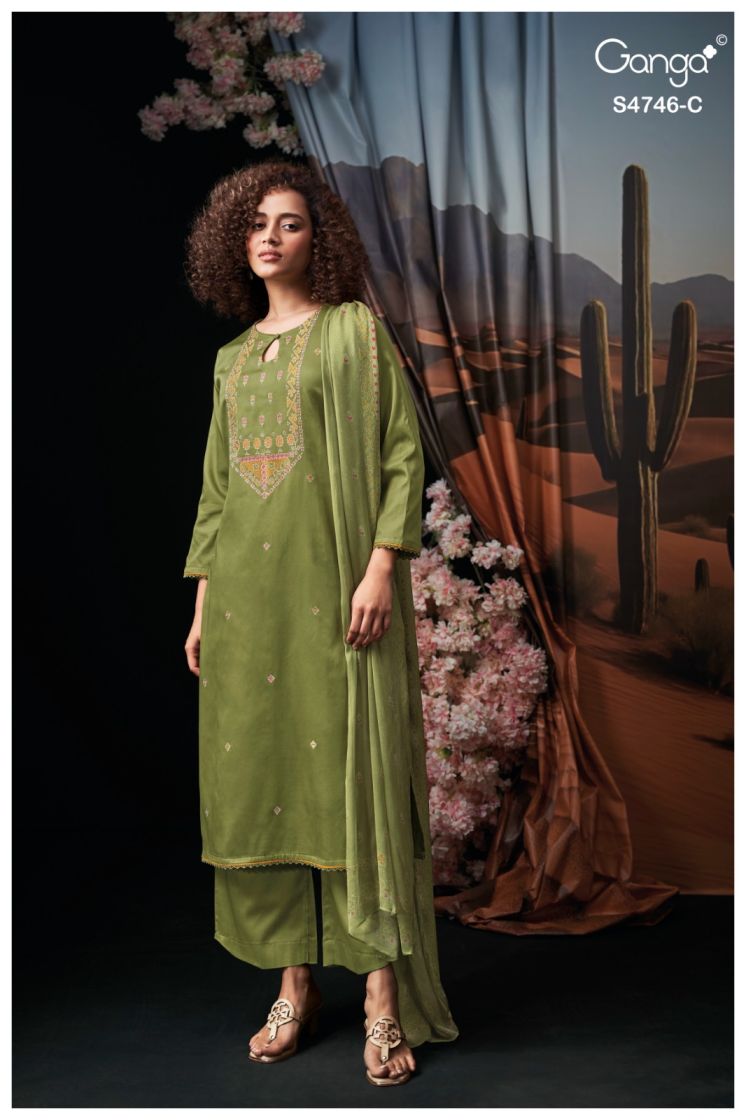 BUY GANGA SUITS ONLINE GANGA NEHIRA S4746 DUPATTA DESIGN