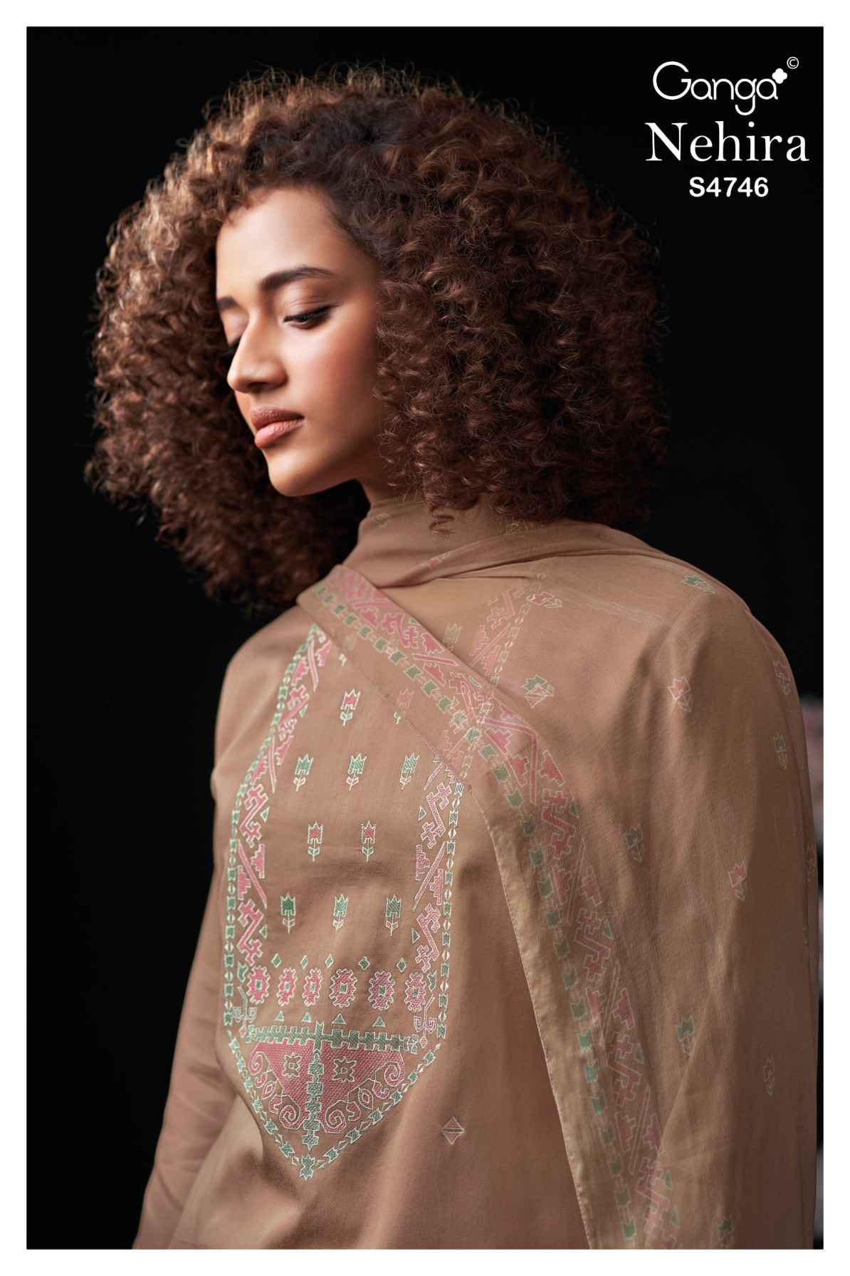 BUY GANGA SUITS ONLINE GANGA NEHIRA S4746 FABRIC DETAIL
