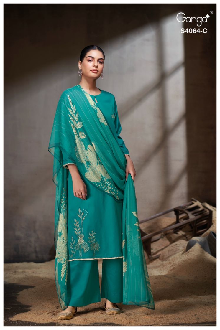 BUY GANGA SUITS WITH PRICE GANGA NEVAEI S4064 DUPATTA DESIGN