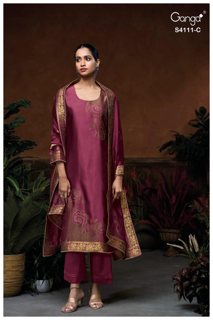 BUY GANGA SUITS WITH PRICE GANGA NIRAYA S4111 DUPATTA DESIGN