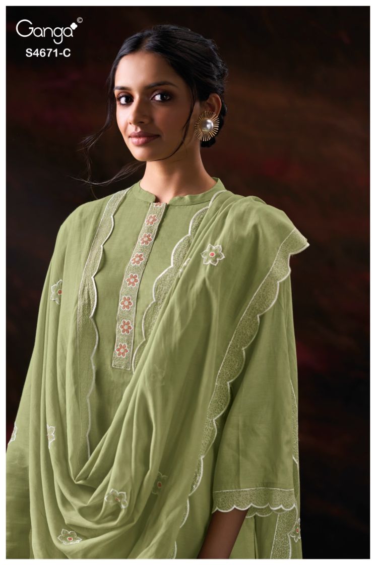 BUY GANGA SUITS ONLINE GANGA NISHIRA S4671 DUPATTA DESIGN