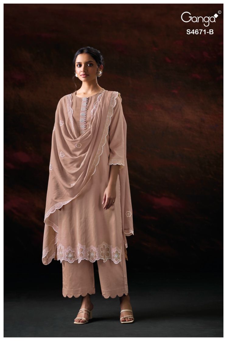 BUY GANGA SUITS ONLINE GANGA NISHIRA S4671 FABRIC DETAIL