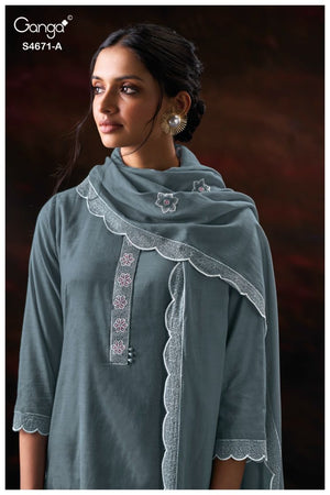 GANGA NISHIRA S4671 PREMIUM PURE BEMBERG MUL SUIT