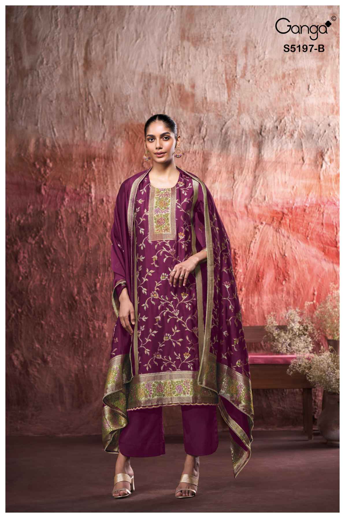 BUY GANGA SUITS GANGA NISHTHA S5197 DUPATTA DESIGN