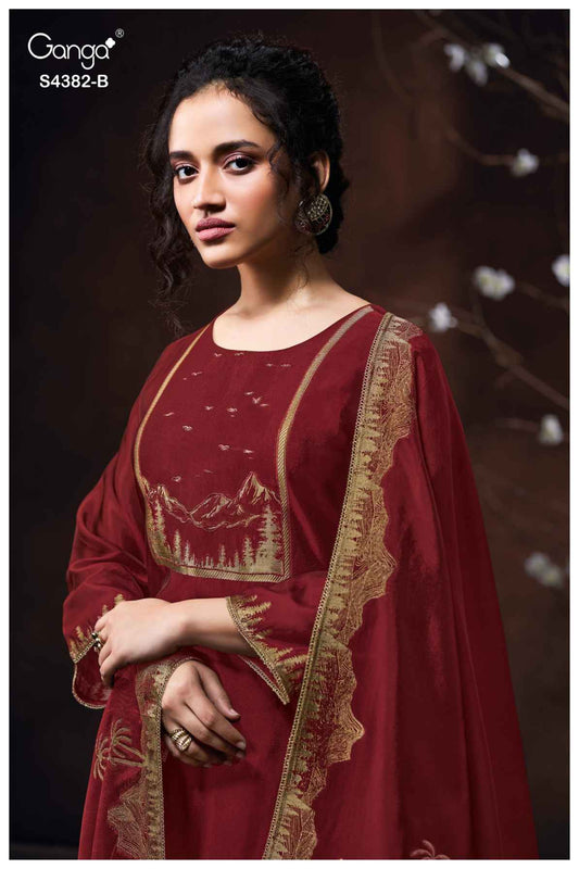 BUY GANGA SUITS ONLINE SALE GANGA NUVIKA S4382 FRONT VIEW