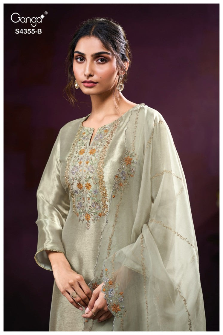 BUY GANGA SUITS GANGA OLESHA S4355 FABRIC DETAIL