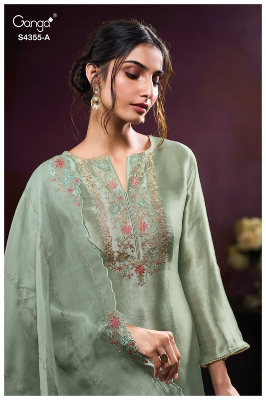 BUY GANGA SUITS GANGA OLESHA S4355 DUPATTA DESIGN