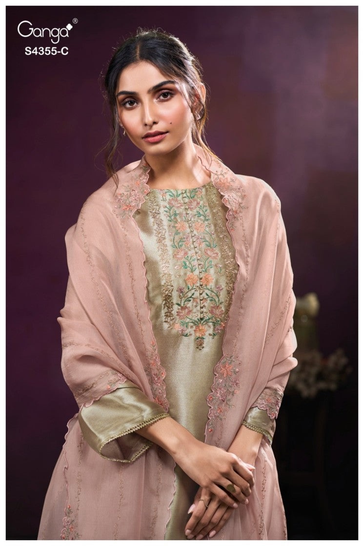 BUY GANGA SUITS GANGA OLESHA S4355 FRONT VIEW