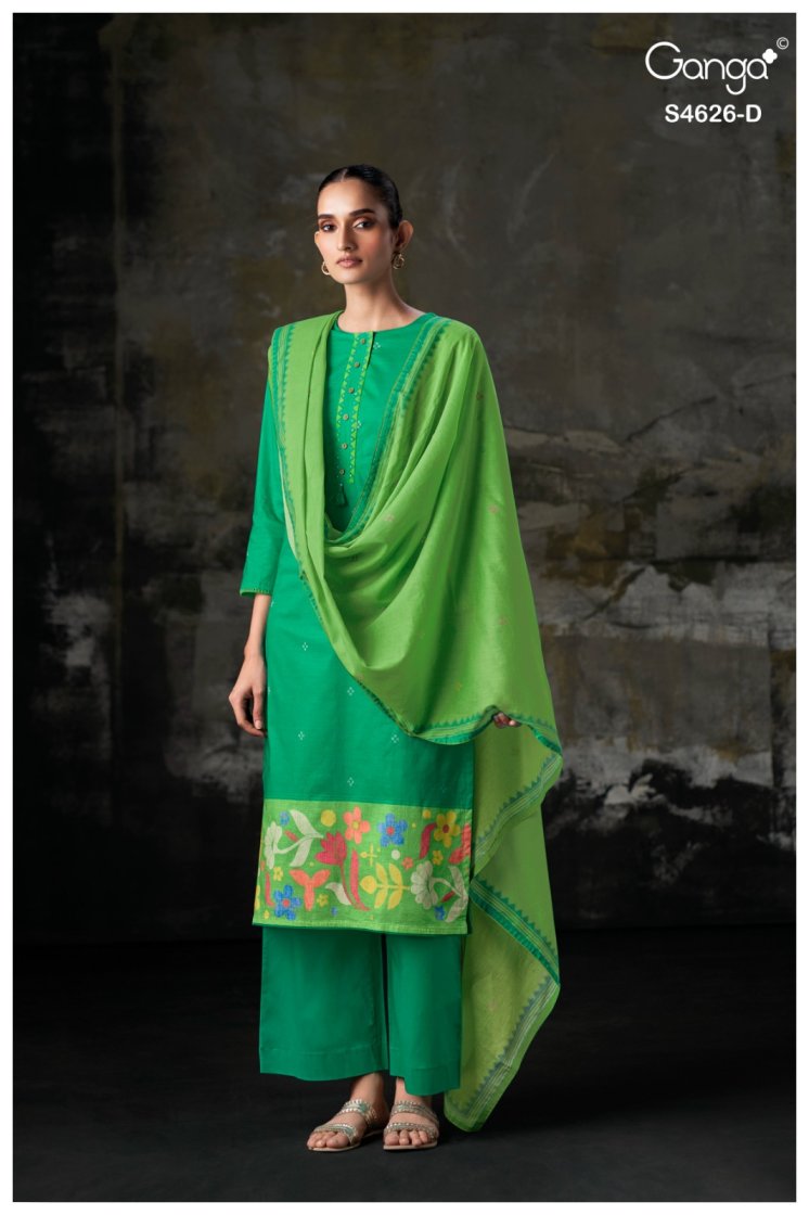 BUY GANGA SUITS SINGLE PIECE GANGA ONERA S4626 DUPATTA DESIGN