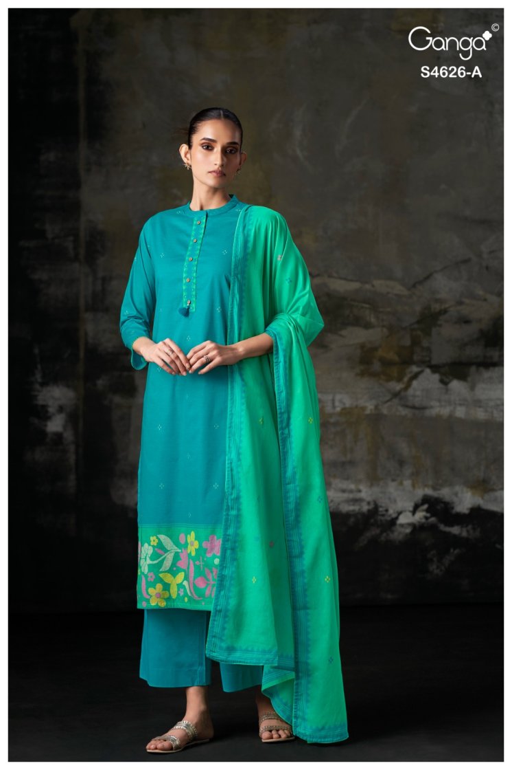 BUY GANGA SUITS SINGLE PIECE GANGA ONERA S4626 FABRIC DETAIL