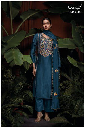 GANGA OVIRA S4166 PREMIUM PURE BEMBERG RUSSIAN SILK SUIT