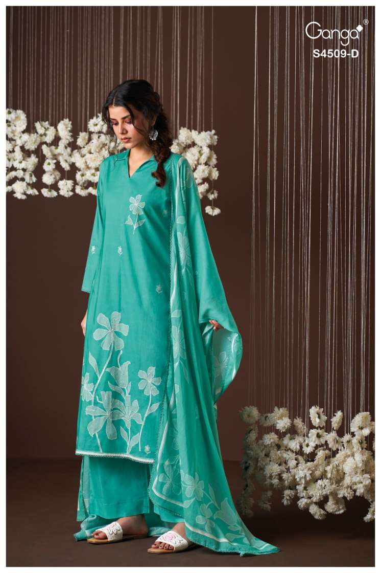 BUY GANGA SUITS ONLINE SALE GANGA PIRESSA S4509 DUPATTA DESIGN