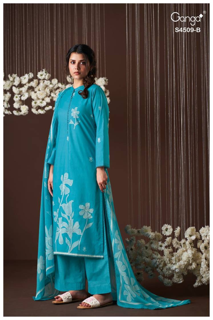 BUY GANGA SUITS ONLINE SALE GANGA PIRESSA S4509 CLOSEUP IMAGE