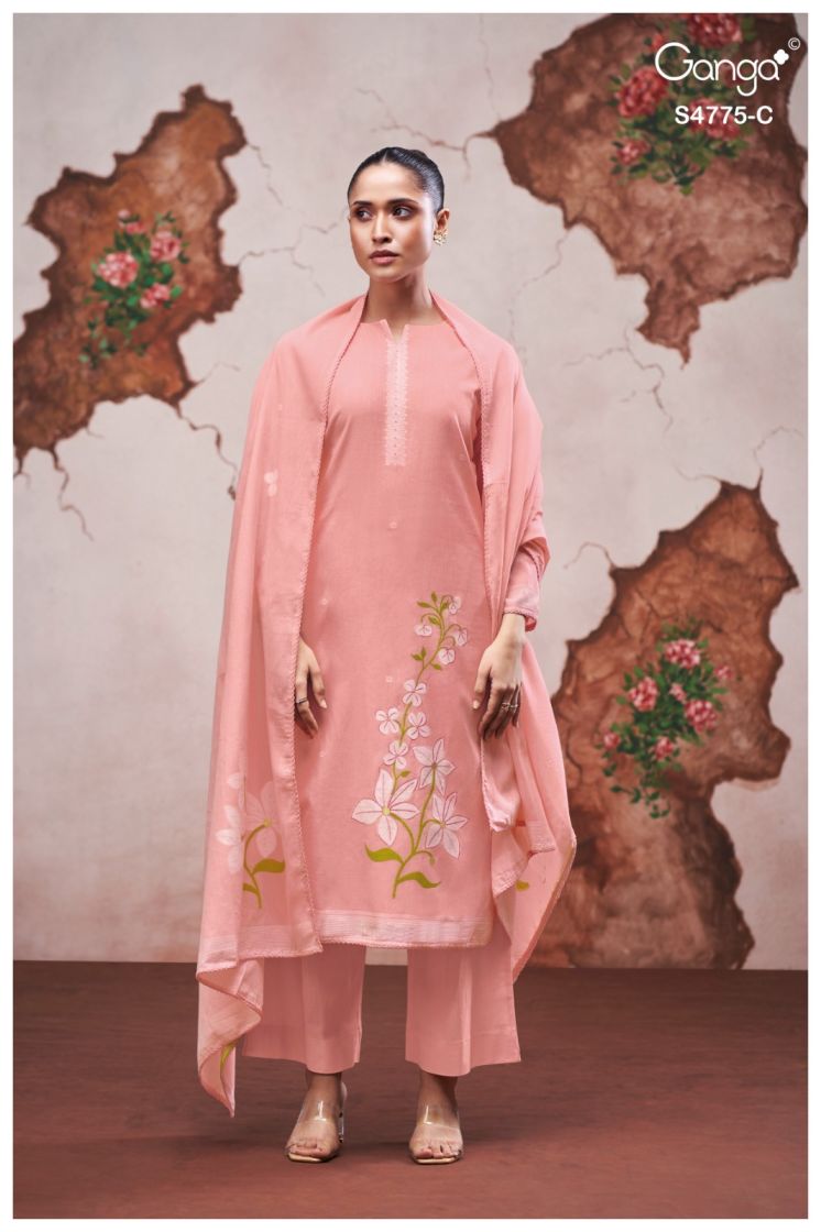 BUY GANGA SUITS ONLINE GANGA PIYANSHI S4775 DUPATTA DESIGN