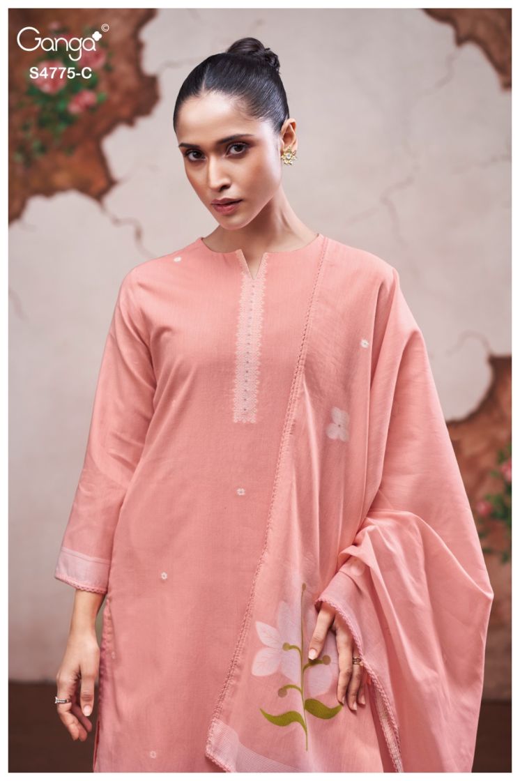 BUY GANGA SUITS ONLINE GANGA PIYANSHI S4775 FABRIC DETAIL