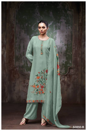 GANGA PRESHE S3850 PREMIUM PURE VISCOSE KORA SILK JACQUARD SUIT