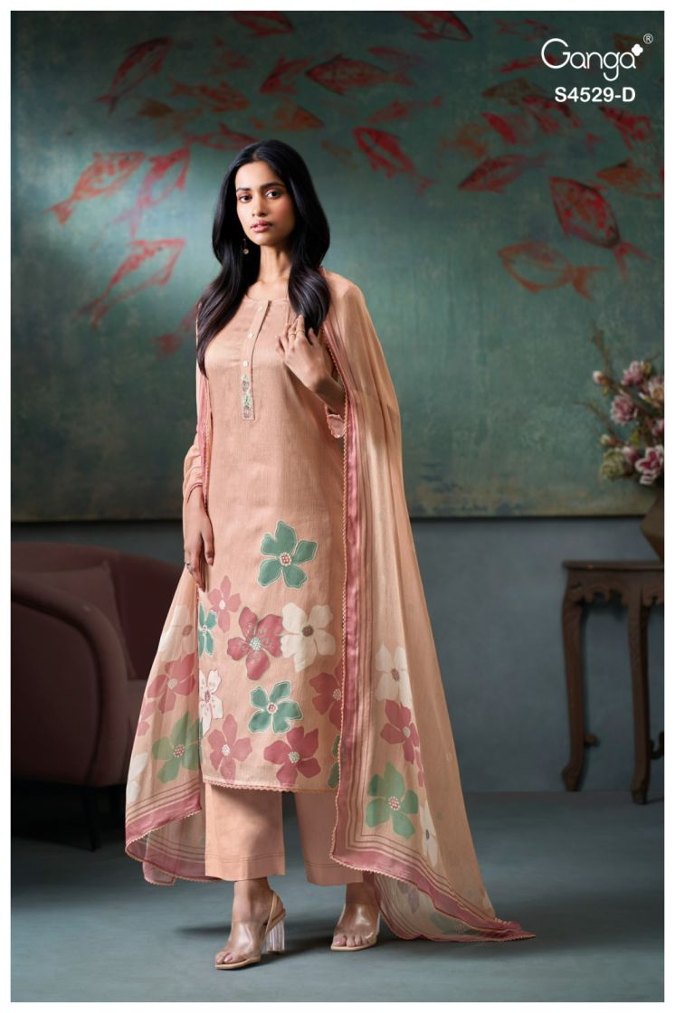 BUY GANGA SUITS SINGLE PIECE GANGA PRIARAE S4529 DUPATTA DESIGN