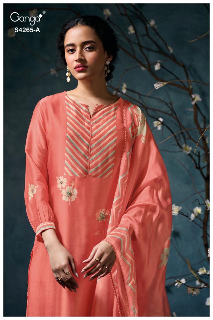 BUY GANGA SUITS SINGLE PIECE GANGA PRISELLE S4265 BACK VIEW