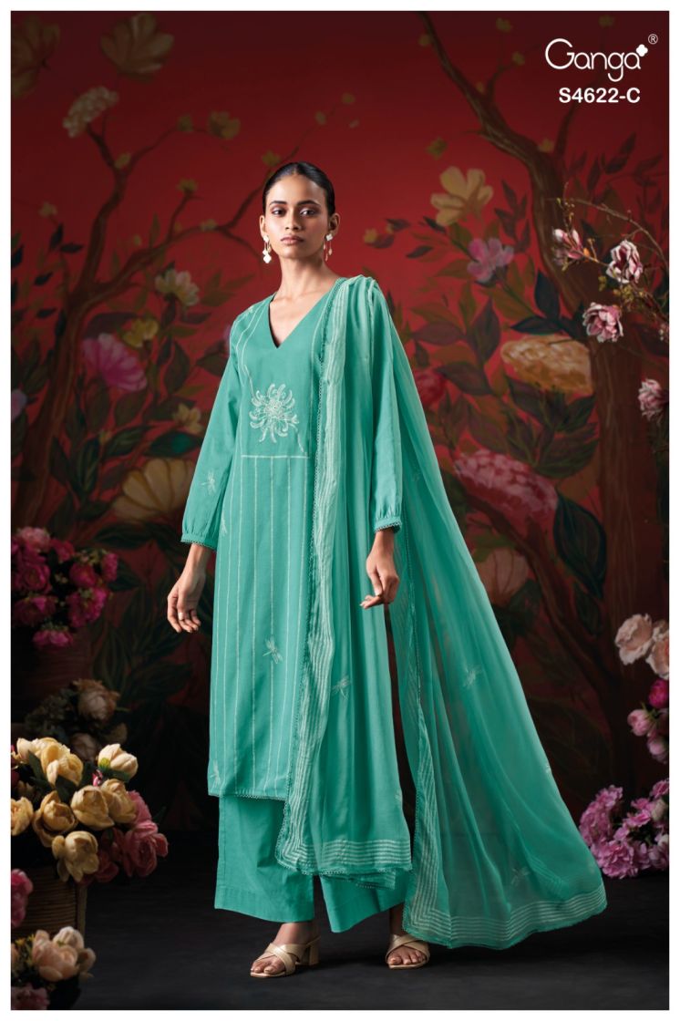 BUY GANGA SUITS ONLINE GANGA PRYLA S4622 DUPATTA DESIGN