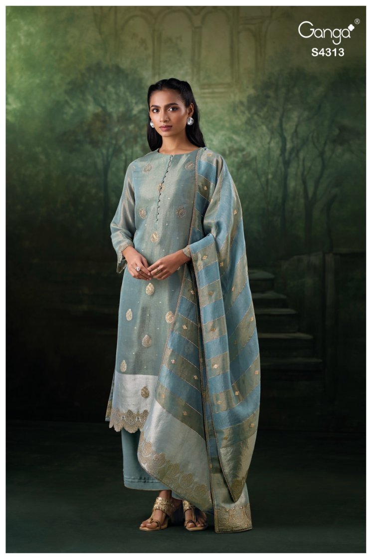 BUY GANGA UNSTITCHED SUITS ONLINE GANGA QUIVIRA S4313 FRONT VIEW
