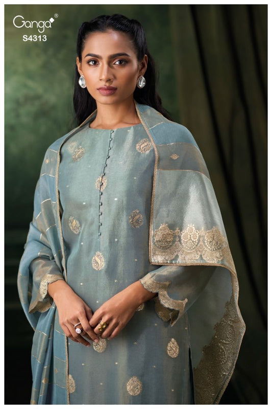 BUY GANGA UNSTITCHED SUITS ONLINE GANGA QUIVIRA S4313 FRONT VIEW