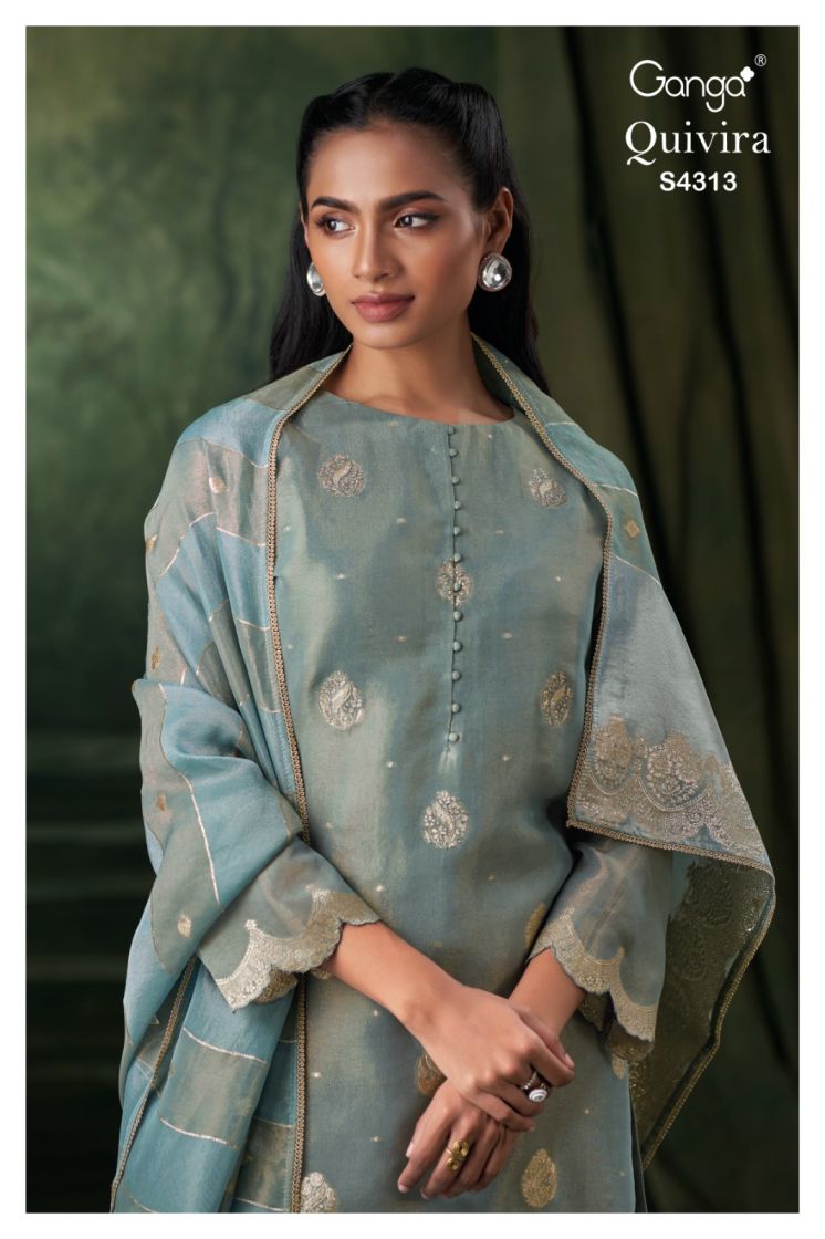 BUY GANGA UNSTITCHED SUITS ONLINE GANGA QUIVIRA S4313 FULL SET