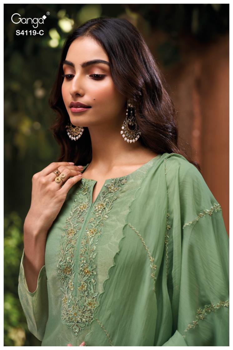 BUY GANGA SUITS ONLINE SHOPPING GANGA QYRA S4119 FRONT VIEW