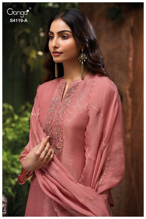 GANGA QYRA S4119 PREMIUM PURE BEMBERG SILK JACQUARD SUIT