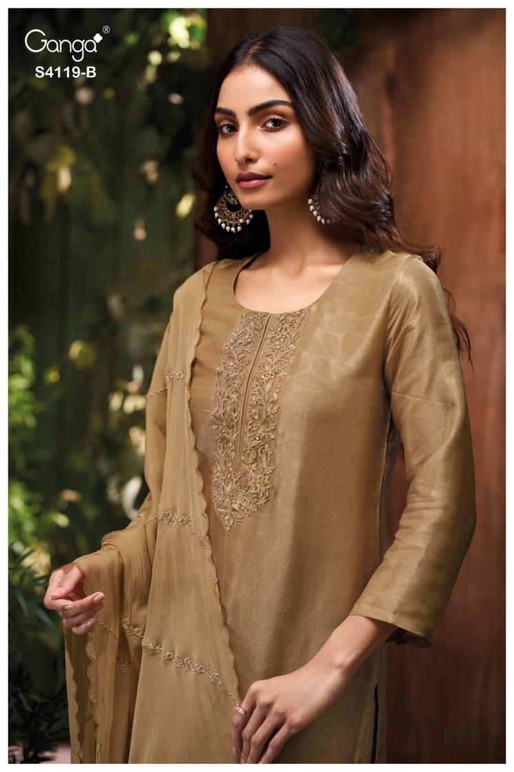 BUY GANGA SUITS ONLINE SHOPPING GANGA QYRA S4119 DUPATTA DESIGN