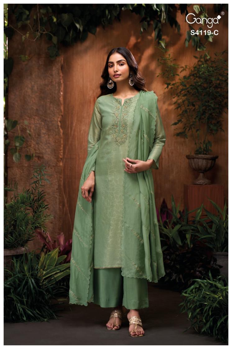BUY GANGA SUITS ONLINE SHOPPING GANGA QYRA S4119 TOP DESIGN