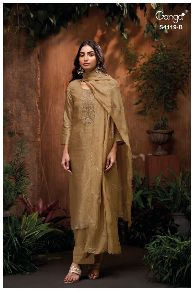 BUY GANGA SUITS ONLINE SHOPPING GANGA QYRA S4119 CLOSEUP IMAGE