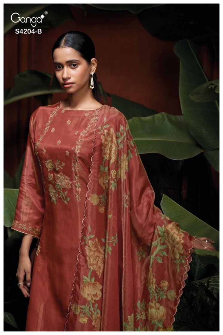 BUY GANGA SUITS SINGLE PIECE GANGA RIVA S4202 FRONT VIEW