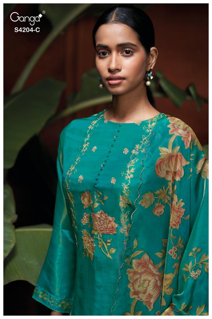 BUY GANGA SUITS SINGLE PIECE GANGA RIVA S4202 DUPATTA DESIGN