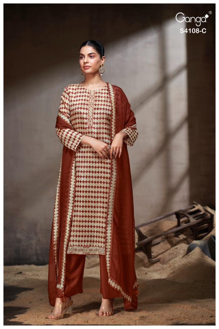 BUY GANGA SUITS GANGA RIVANA S4108 DUPATTA DESIGN