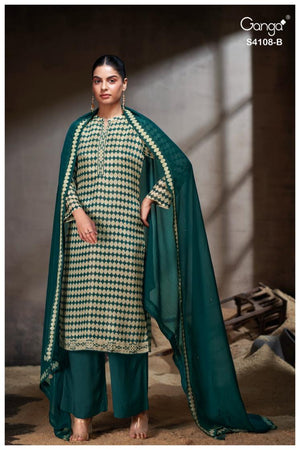 GANGA RIVANA S4108 PREMIUM PURE BEMBERG SILK SUIT