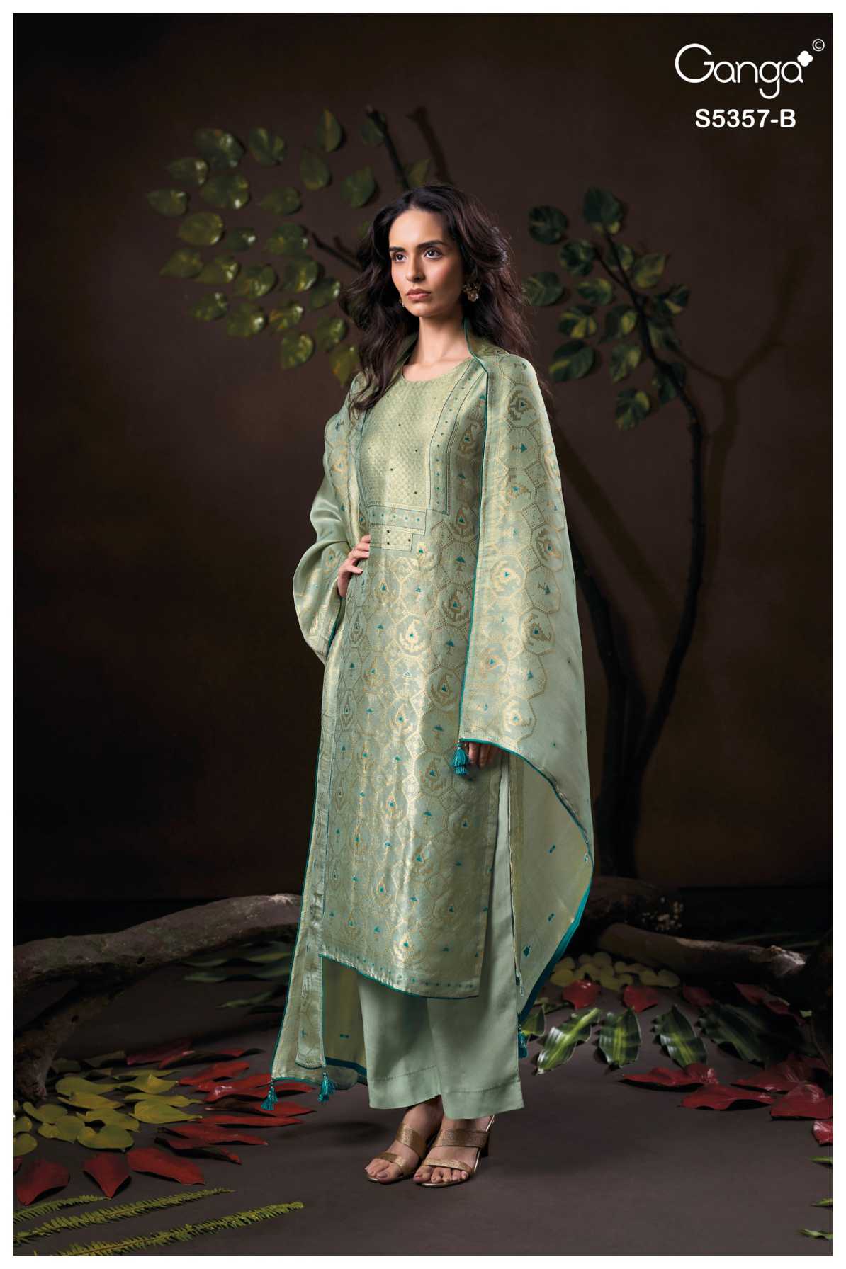 BUY GANGA SUITS GANGA RUVESS S5357 FRONT VIEW