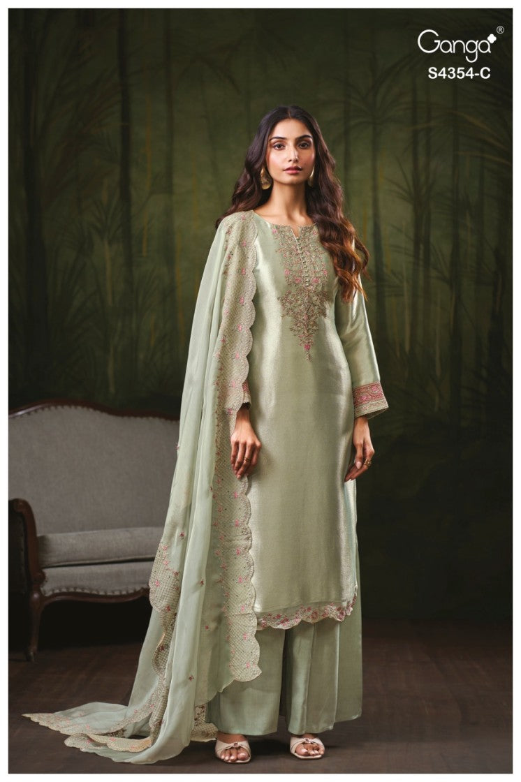 BUY GANGA SUITS GANGA SAREEN S4354 BACK VIEW