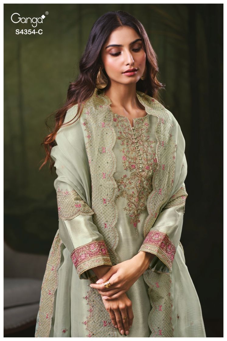 BUY GANGA SUITS GANGA SAREEN S4354 FABRIC DETAIL
