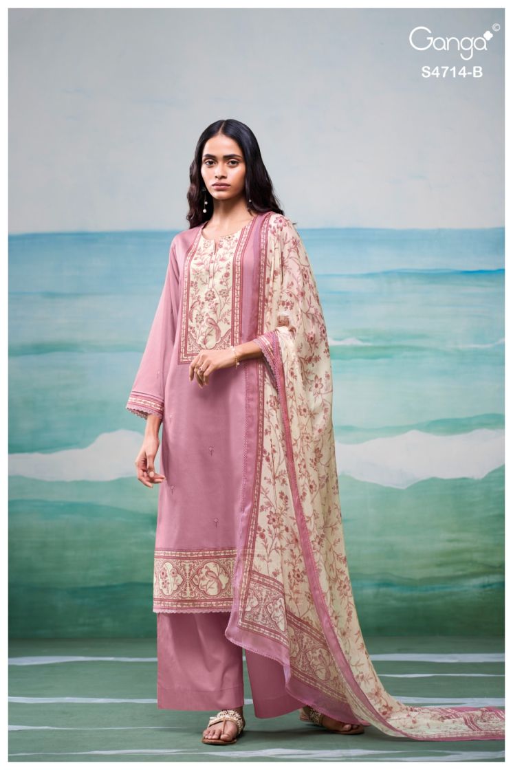 BUY GANGA SUITS ONLINE GANGA SREELIKA S4714 FABRIC DETAIL